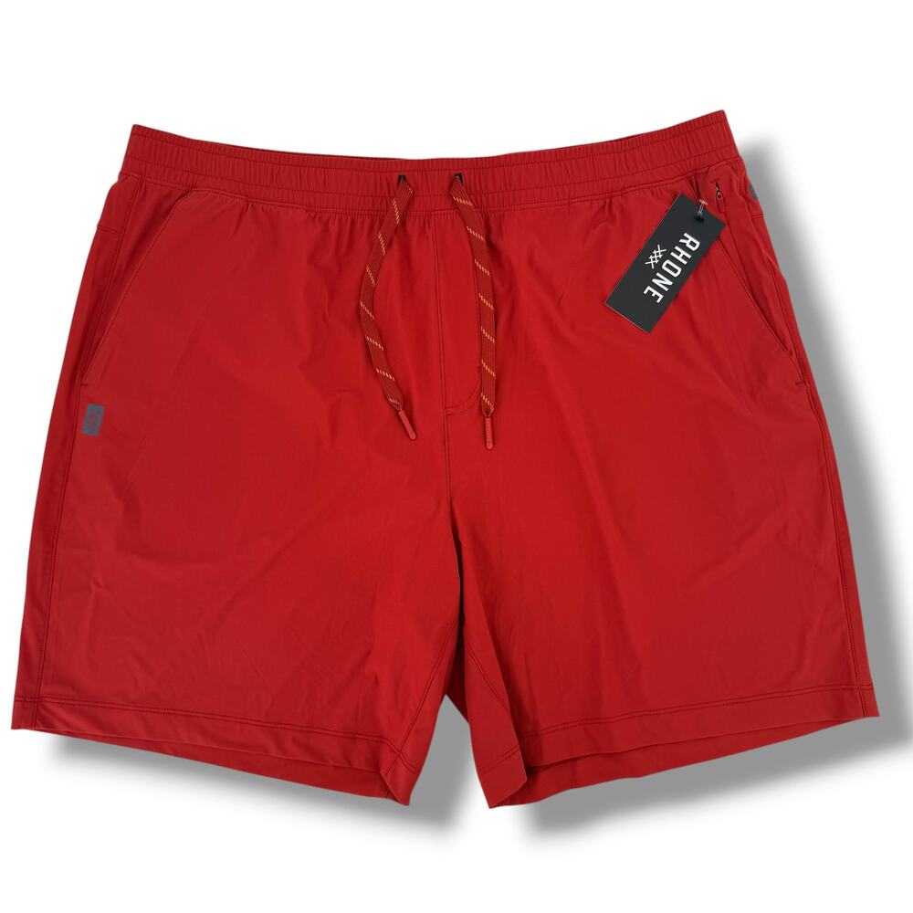 Rhone Pursuit Athletic Shorts Mens Sz XXL 7" Inseam Unlined Red Brick Drawstring